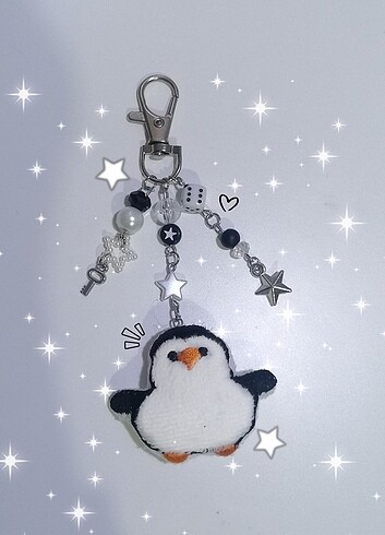 Y2k cute şirin penguen keychain charm 