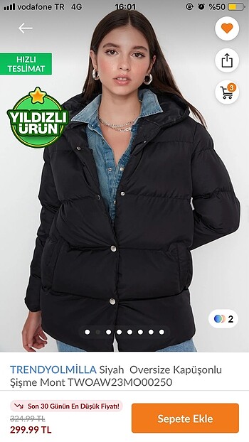 trendyolmilla siyah şişme mont