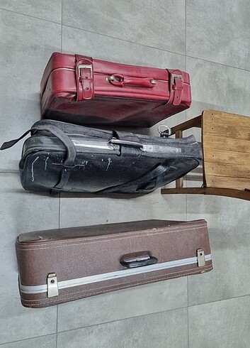 3 tane antika bavul valiz 
