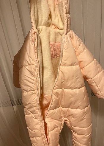 Pudra Fermuarlı Bebek Tulumu Kapüşonlu - Görsel 3