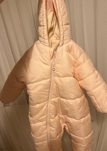 Pudra Fermuarlı Bebek Tulumu Kapüşonlu - Görsel 2