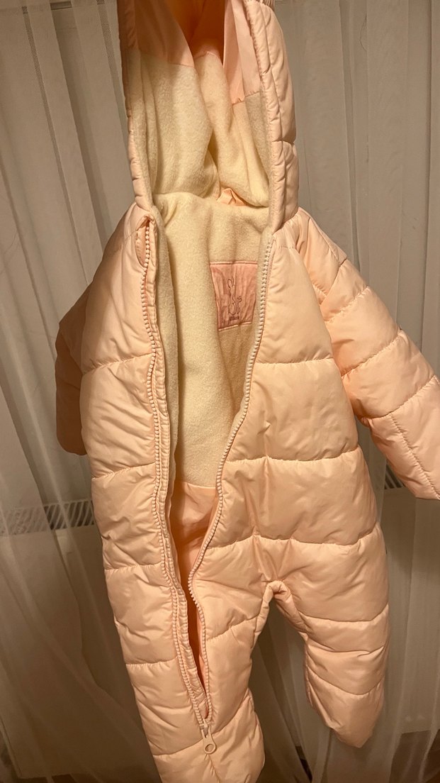Pudra Fermuarlı Bebek Tulumu Kapüşonlu - Görsel 3