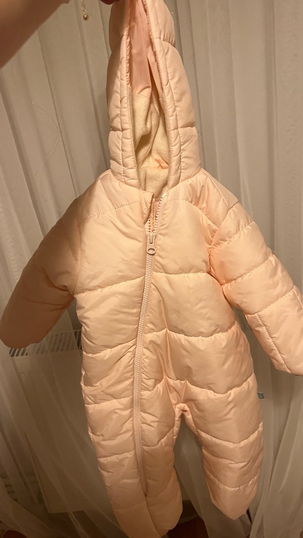 Pudra Fermuarlı Bebek Tulumu Kapüşonlu - Görsel 2