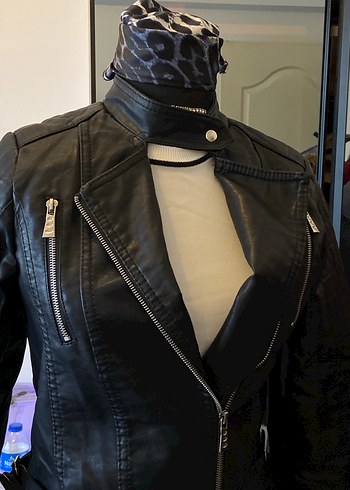 Siyan deri ceket - Görsel 7