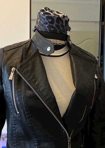 Siyan deri ceket - Görsel 8