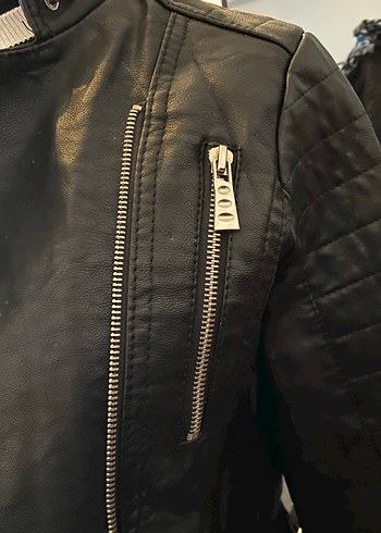Siyan deri ceket - Görsel 5