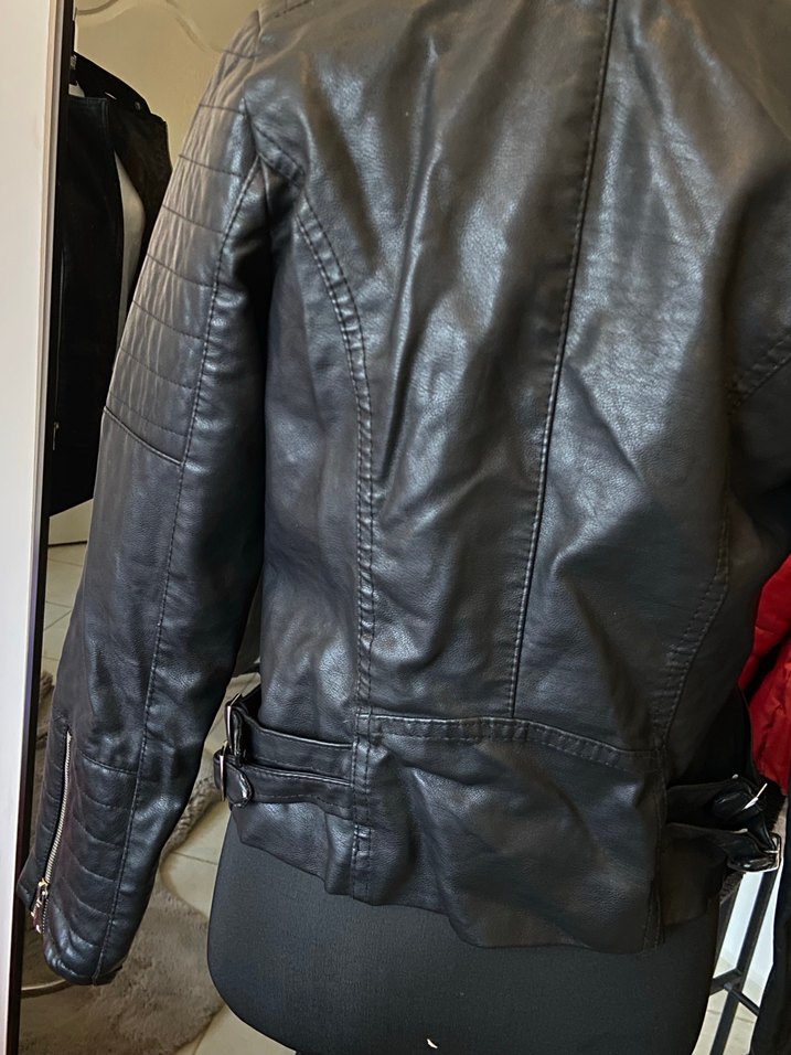 Siyan deri ceket - Görsel 3