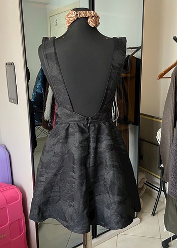 Siyah mini elbise - Görsel 4