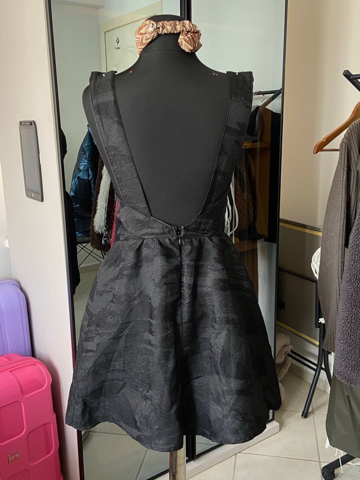 Siyah mini elbise - Görsel 4