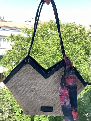 Hasır Model Fularlı Kol Çantası