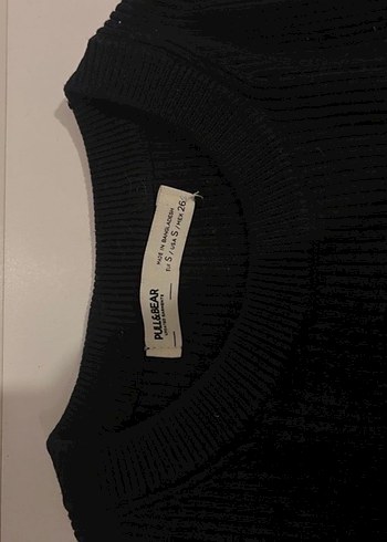 Pull and Bear Kadın Siyah Mini Fitilli Crop