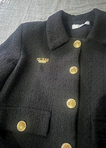 Guess Düğmeli Siyah Midi Kadın Ceket - Görsel 3