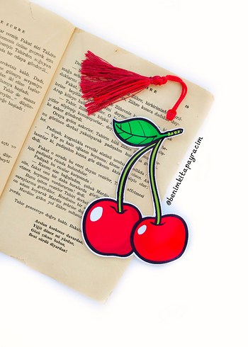 Renkli Kiraz Desenli Kitap Ayracı