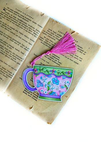 Pembe Yeşil Fincan Kitap Ayracı