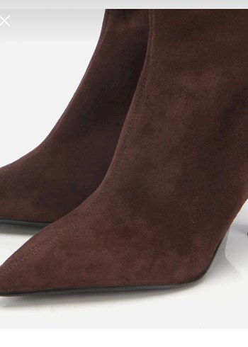 Kahverengi Süet Stiletto Topuklu Kadın Bot - Görsel 4