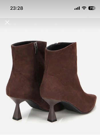 Kahverengi Süet Stiletto Topuklu Kadın Bot - Görsel 3