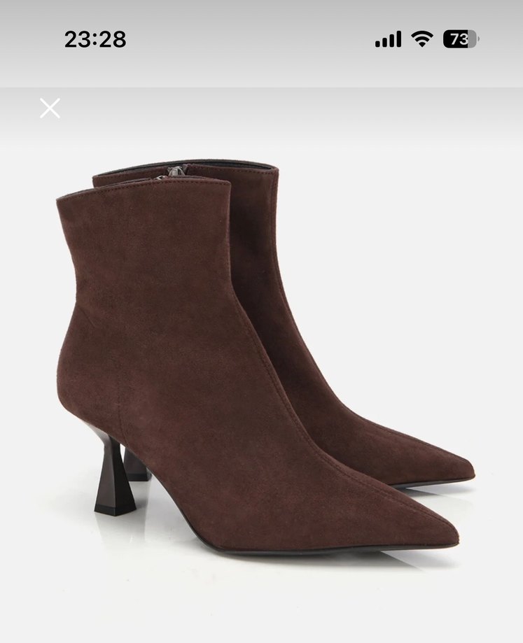 Kahverengi Süet Stiletto Topuklu Kadın Bot - Görsel 2