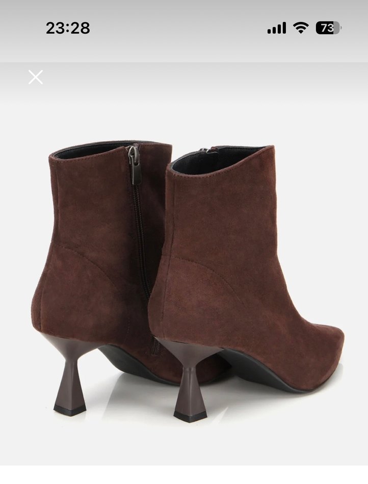 Kahverengi Süet Stiletto Topuklu Kadın Bot - Görsel 3