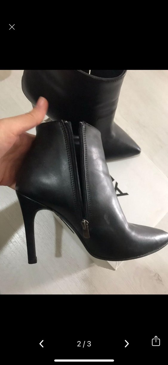 Siyah Deri Stiletto TopukluBot deri mood - Görsel 2