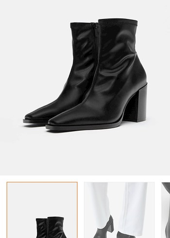 Pull & Bear Siyah Deri Stiletto Topuklu Bot - Görsel 5