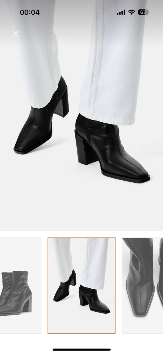 Pull & Bear Siyah Deri Stiletto Topuklu Bot - Görsel 4