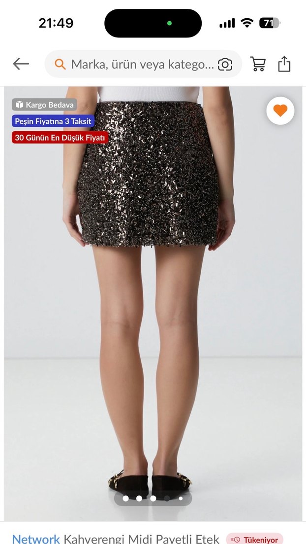 Kahverengi  Pul palet Detaylı Mini Etek - Görsel 3