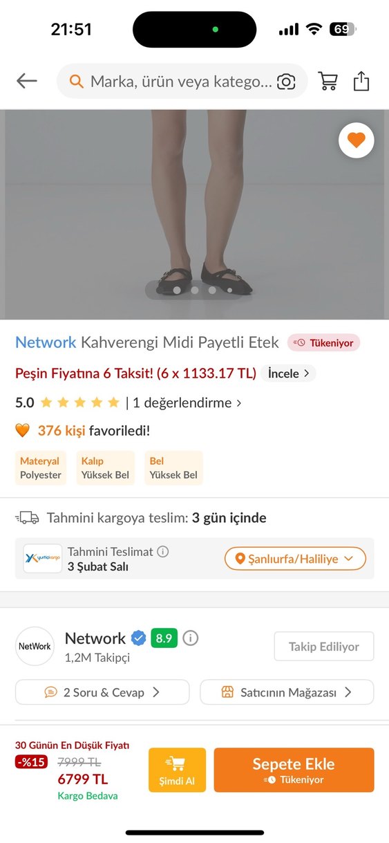Kahverengi  Pul palet Detaylı Mini Etek - Görsel 5