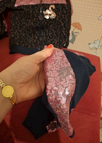 Kız Çocuk Yılan Desenli Dantel Detaylı Eşofman - Görsel 4