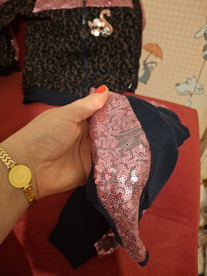 Kız Çocuk Yılan Desenli Dantel Detaylı Eşofman - Görsel 4