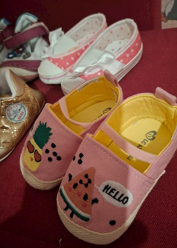 Renkli Kız Bebek İlk Adım Ayakkabısı Velcro - Görsel 3