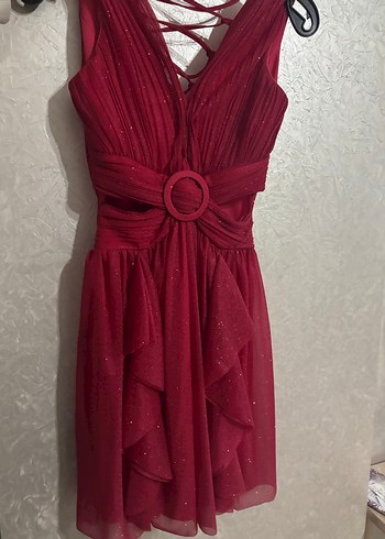 Bordo simli kısa abiye - Görsel 2