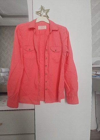 turuncu Pamuklu Kadın Gömlek - Görsel 2