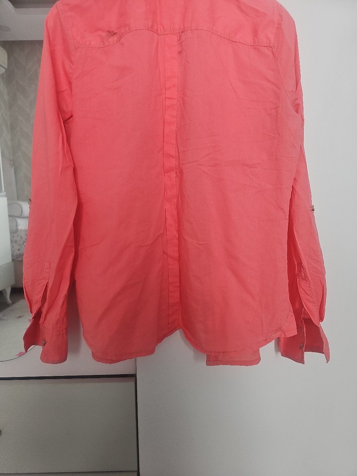 turuncu Pamuklu Kadın Gömlek - Görsel 3