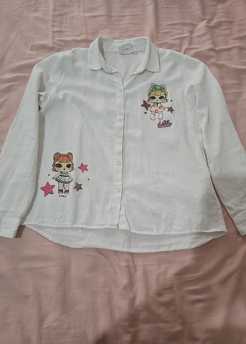 Nakışlı, Düğmeli, Beyaz Uzun Kollu Kadın Gömlek - Görsel 4