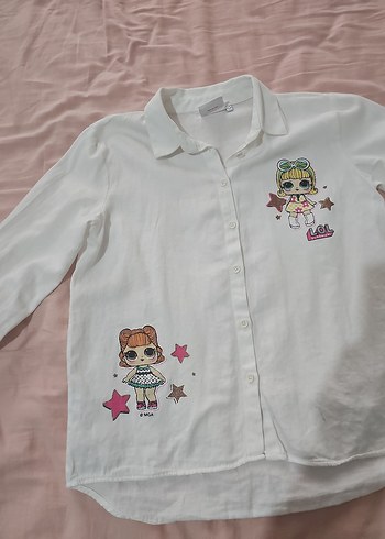 Nakışlı, Düğmeli, Beyaz Uzun Kollu Kadın Gömlek - Görsel 3