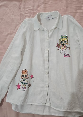 Nakışlı, Düğmeli, Beyaz Uzun Kollu Kadın Gömlek - Görsel 2