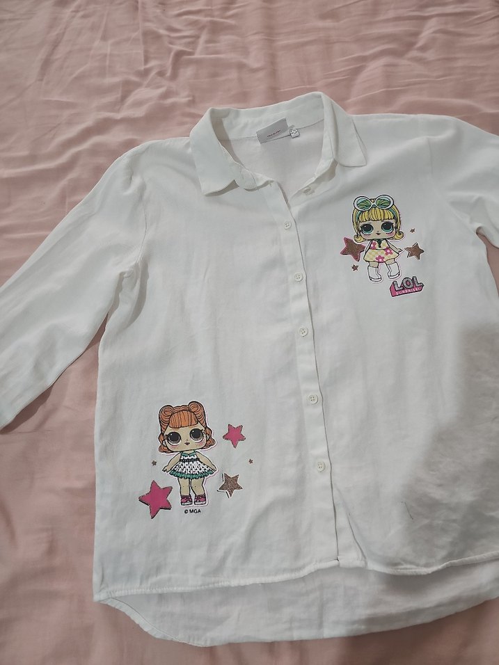 Nakışlı, Düğmeli, Beyaz Uzun Kollu Kadın Gömlek - Görsel 3