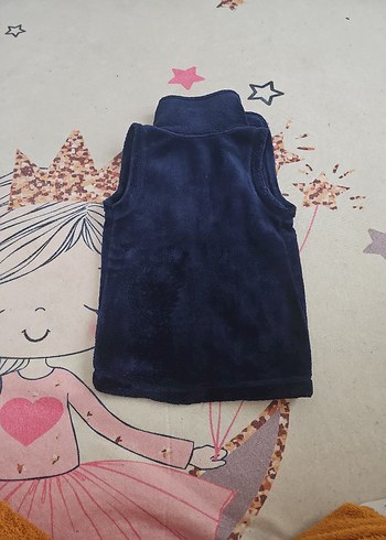 Lacivert Yüksek Yakalı Kürklü kız çocuk Yelek - Görsel 4