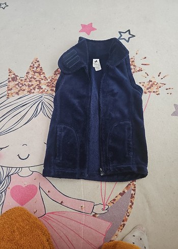 Lacivert Yüksek Yakalı Kürklü kız çocuk Yelek - Görsel 6