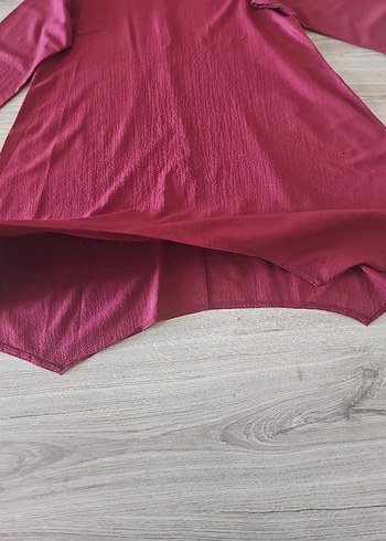 46 Beden bordo Renk Bordo Uzun Kollu Salaş Keten Tunik