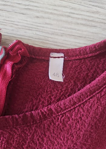 46 Beden Bordo Uzun Kollu Salaş Keten Tunik