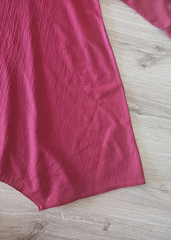 Bordo Uzun Kollu Salaş Keten Tunik - Görsel 5