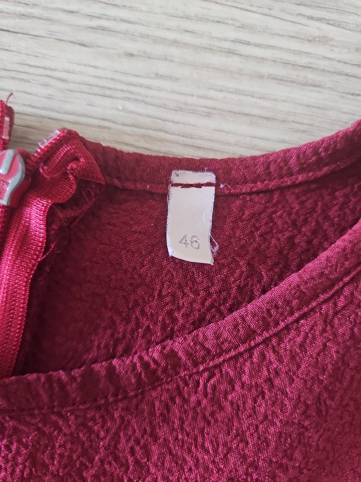 Bordo Uzun Kollu Salaş Keten Tunik - Görsel 3