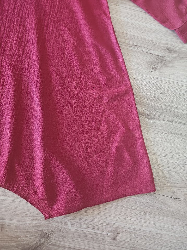 Bordo Uzun Kollu Salaş Keten Tunik - Görsel 5