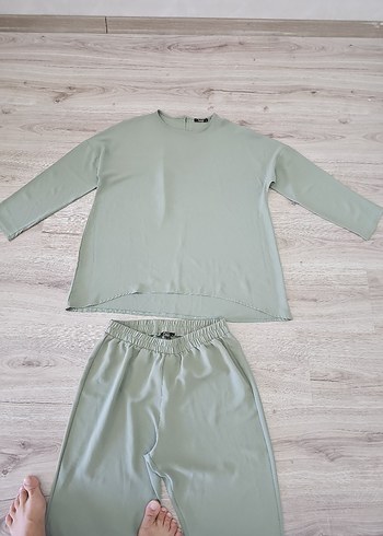 Yeşil Kadın Salaş Uzun Kollu Takım - Görsel 5