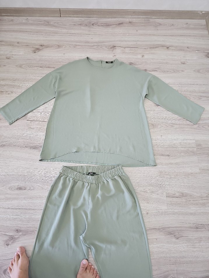 Yeşil Kadın Salaş Uzun Kollu Takım - Görsel 5