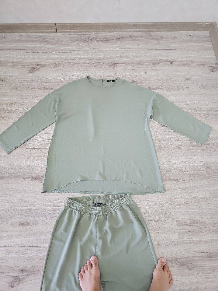 Yeşil Kadın Salaş Uzun Kollu Takım - Görsel 2