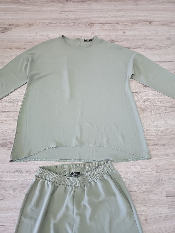 Yeşil Kadın Salaş Uzun Kollu Takım - Görsel 4