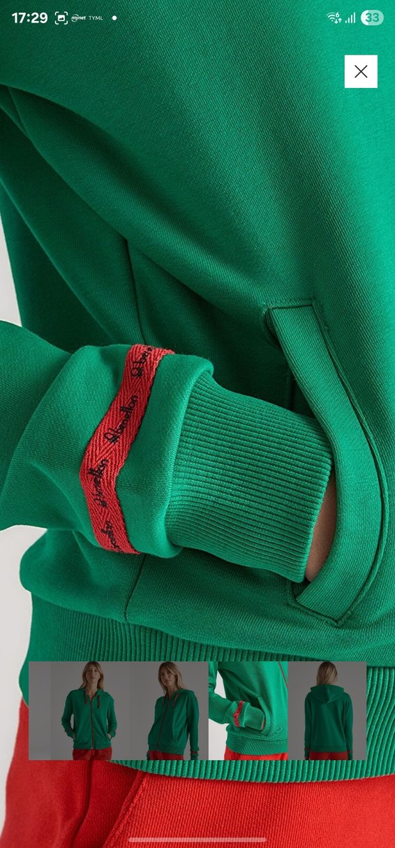 Kadın Yeşil Fermuarlı Sweatshirt - Görsel 3