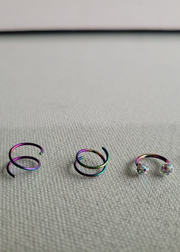 Renkli Kadın Piercing Seti Işıltılı Taşlı - Görsel 2